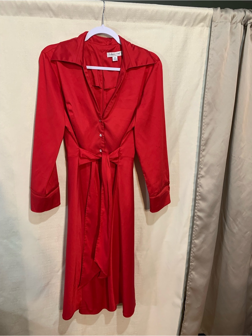 Coldwater Creek Red Long-Sleeve Tie-Waist Dress a2/112